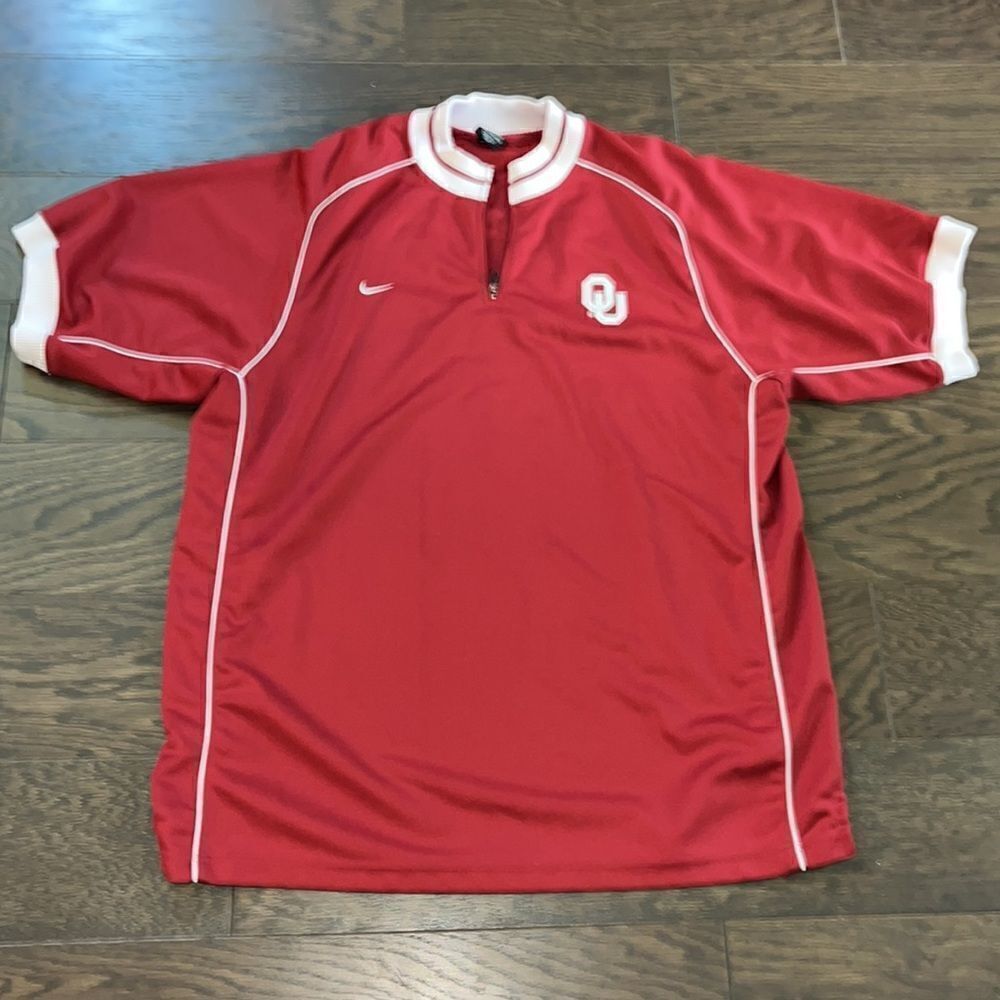Nike Red OU Oklahoma Sooners Boomer basketball Fan Warmup shooter jersey shirt
